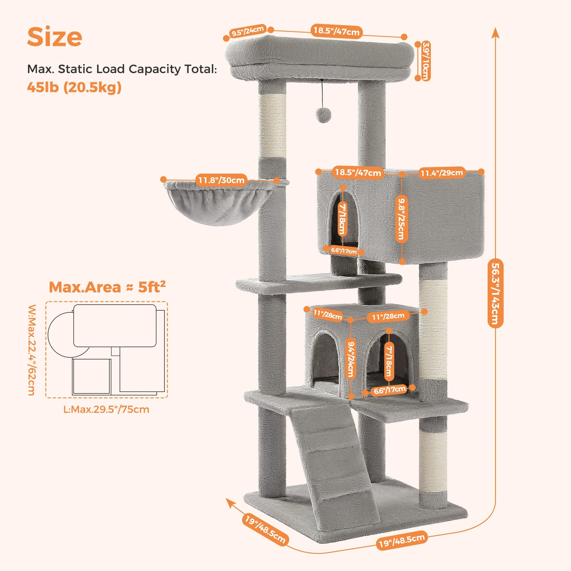 Luxury cat towers with double apartments and a spacious perch