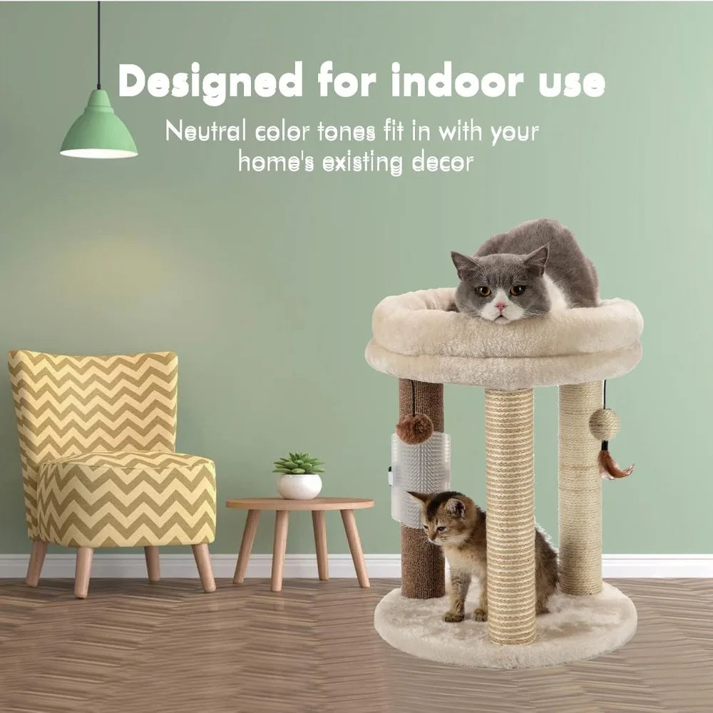 Small Cat Tree, Scratching Post with Soft Tower Bed