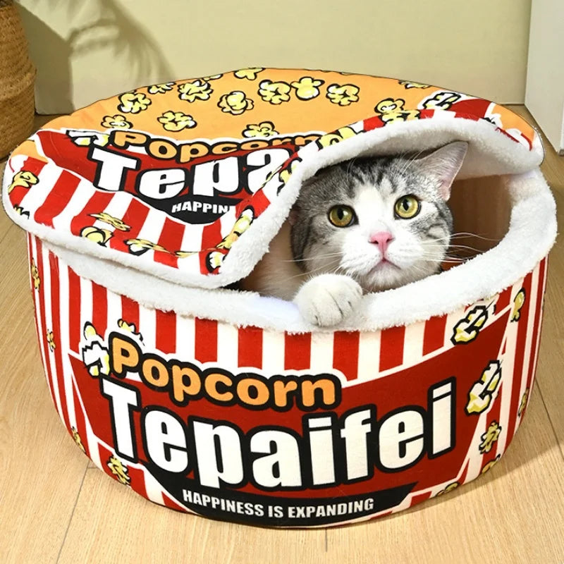 Popcorn Cat Sleeping Nest Warm Winter Pet Nest
