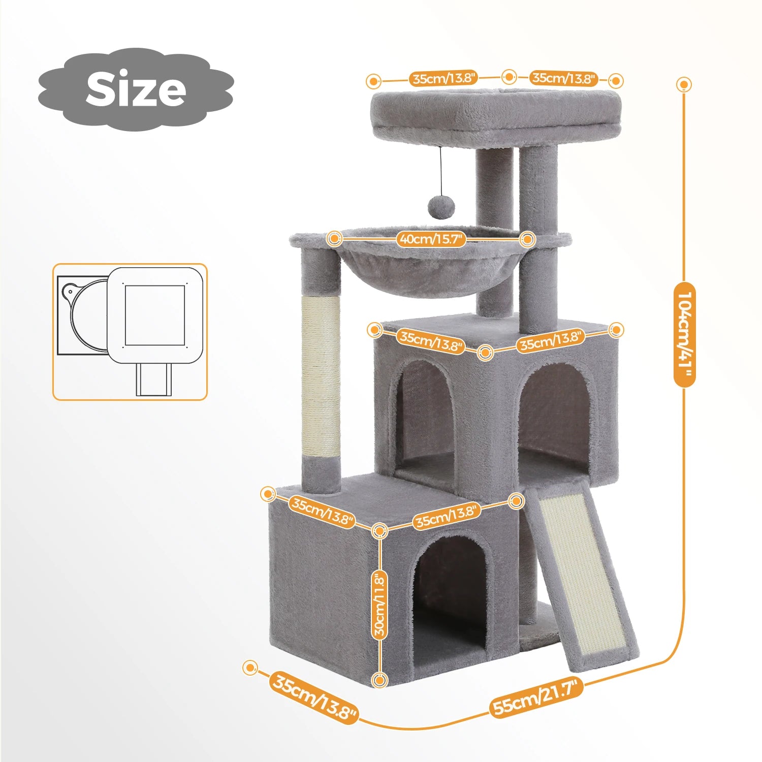 Luxury cat towers with double apartments and a spacious perch