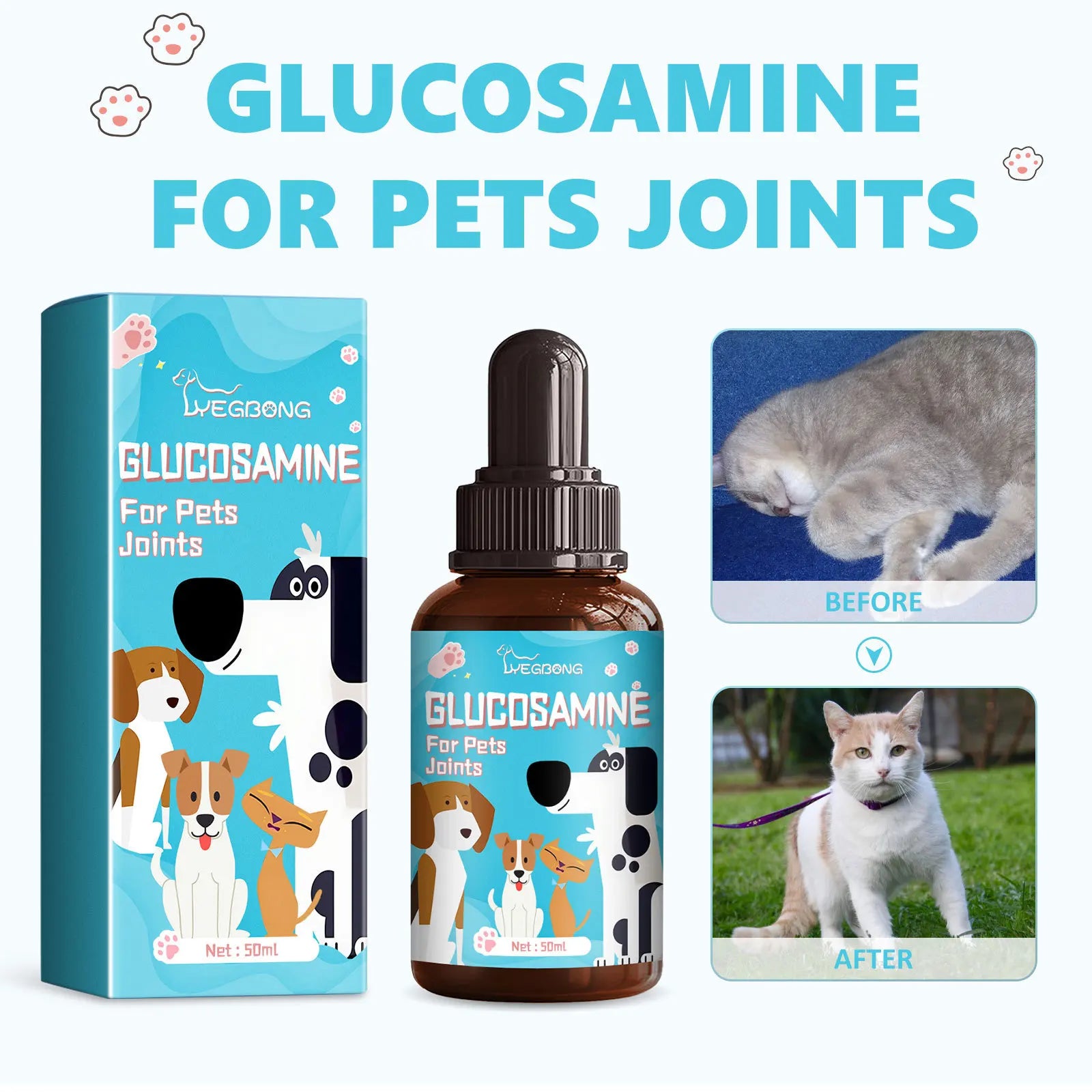 Glucosamine Drops for Pets (50ml) - For the relief of joint pain and discomfort in cats and dogs