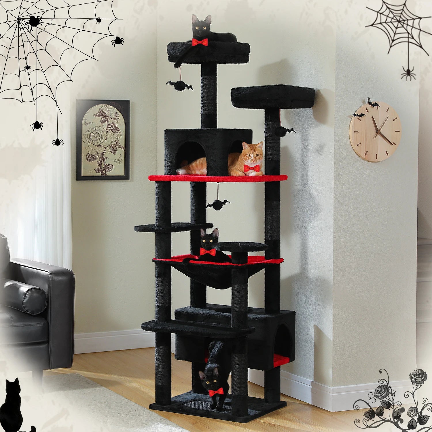 Large Cat Tree and Tower for Indoor Cats with Sisal-Covered Scratching Posts