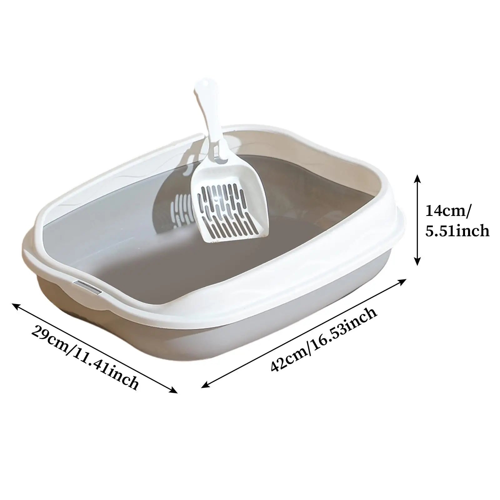 Small semi-enclosed cat litter box with scoop