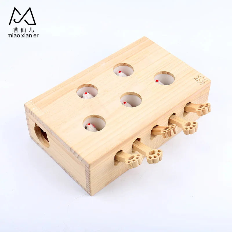 Whack-a-mole Interactive Solid Wood Cat Toys